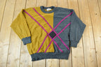 Vintage 1980s Colucci Knit Abstract Pattern Crewneck Sweater