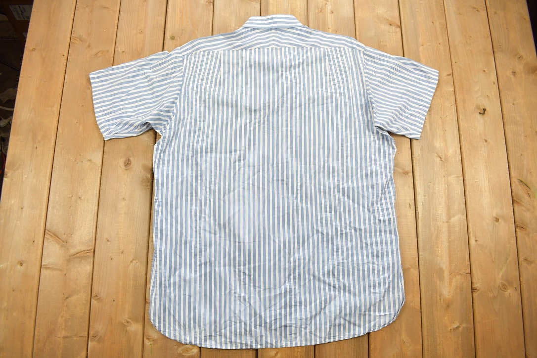 Vintage 1990s Turnbull London Striped Blue Button Up Shirt