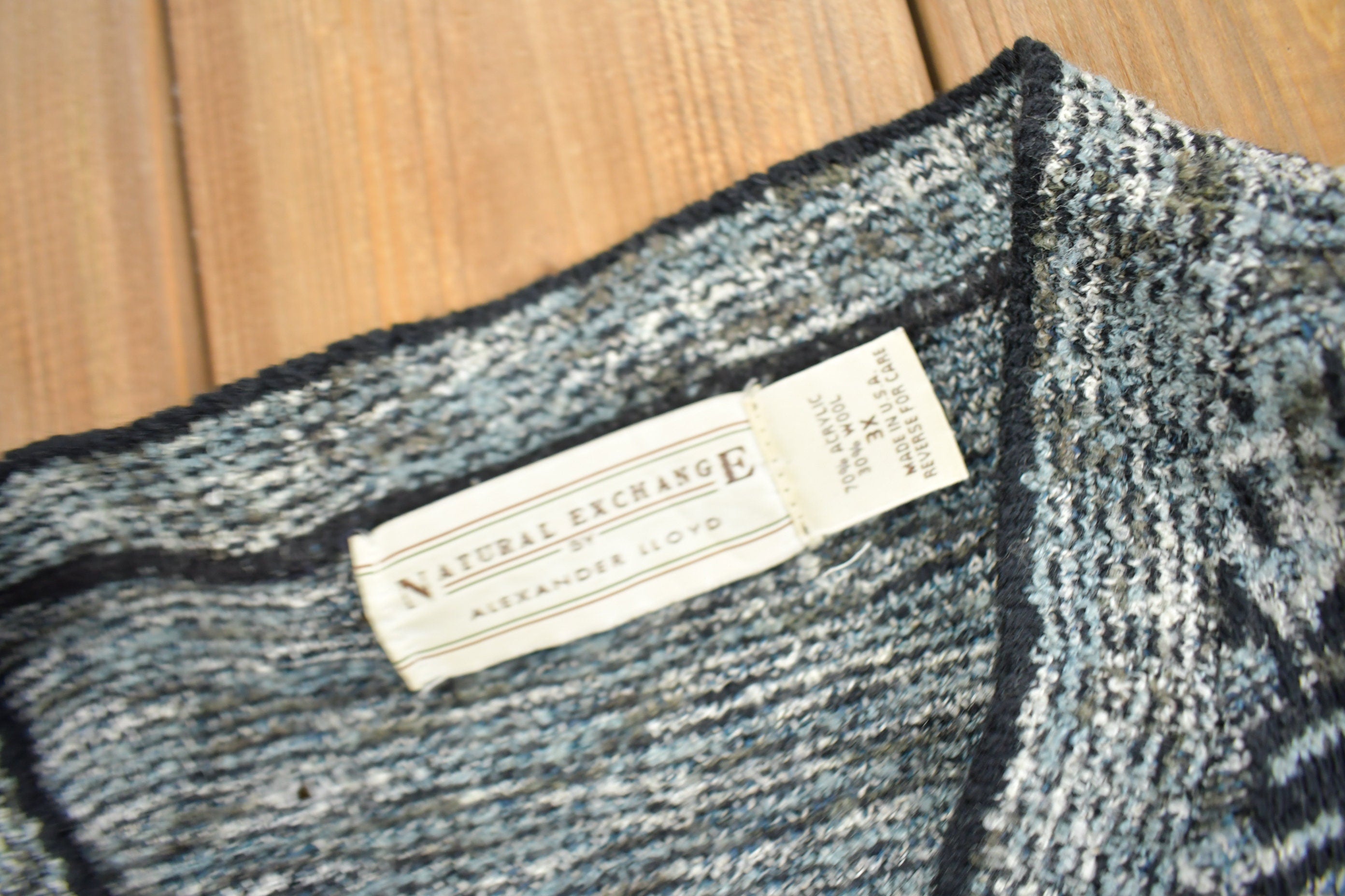 Vintage 1990s Natural Exchange Knit V-Neck Sweater