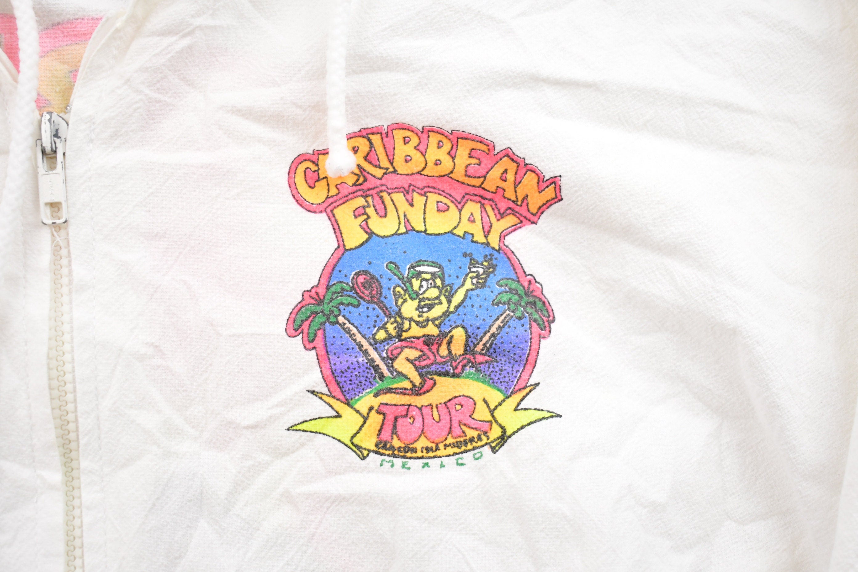 Vintage 1990s Caribbean Fun Day Tour Zip Up Graphic Hoodie