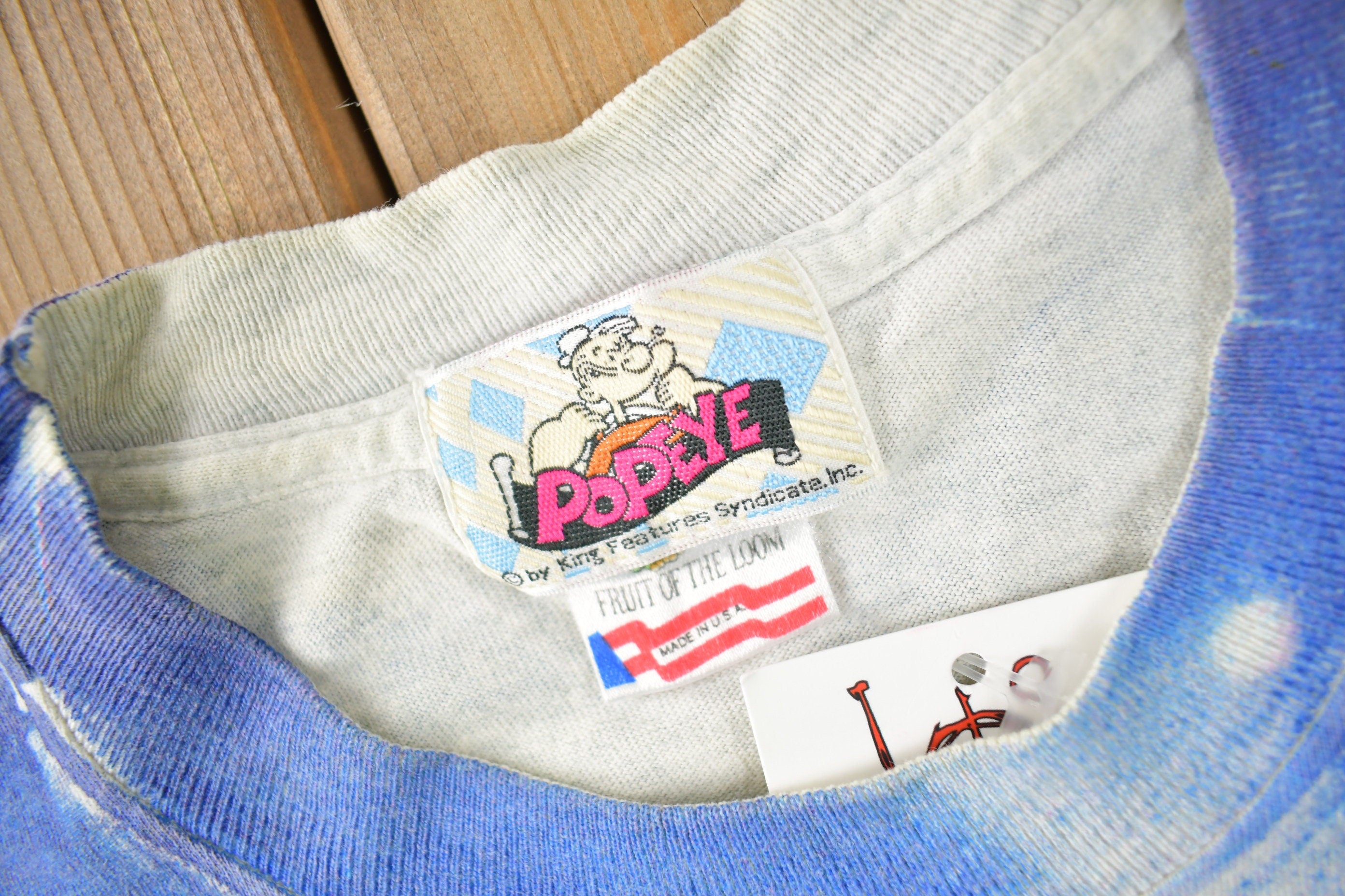 Vintage 1990s Popeye The Sailor All Over Print Single Stitch Graphic T Shirt Made In USA Spinach