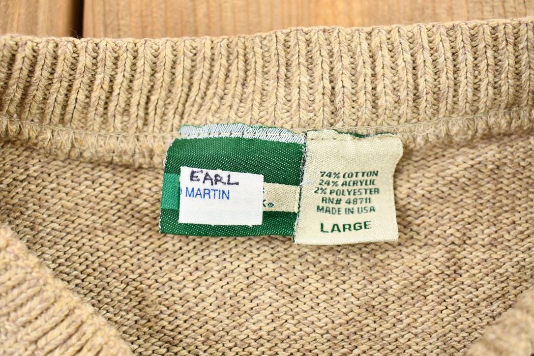 Vintage 1990s Falls Creek Striped Winter Pattern Knit Crewneck Sweater