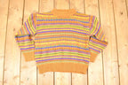 Vintage 1990s Jean Cox Striped Knit Crewneck Sweater Women's L