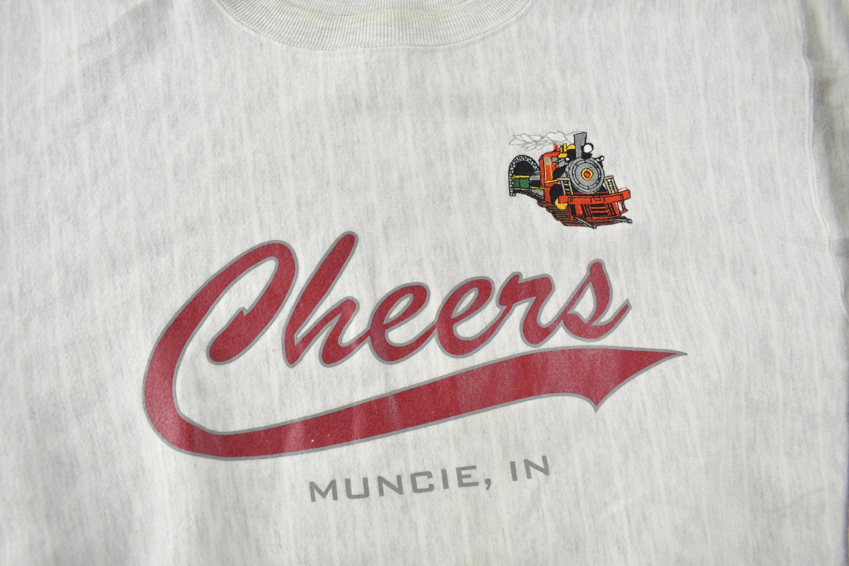 Vintage 1990s Cheers Muncie IN Souvenir Crewneck Sweatshirt Made In USA Size Large