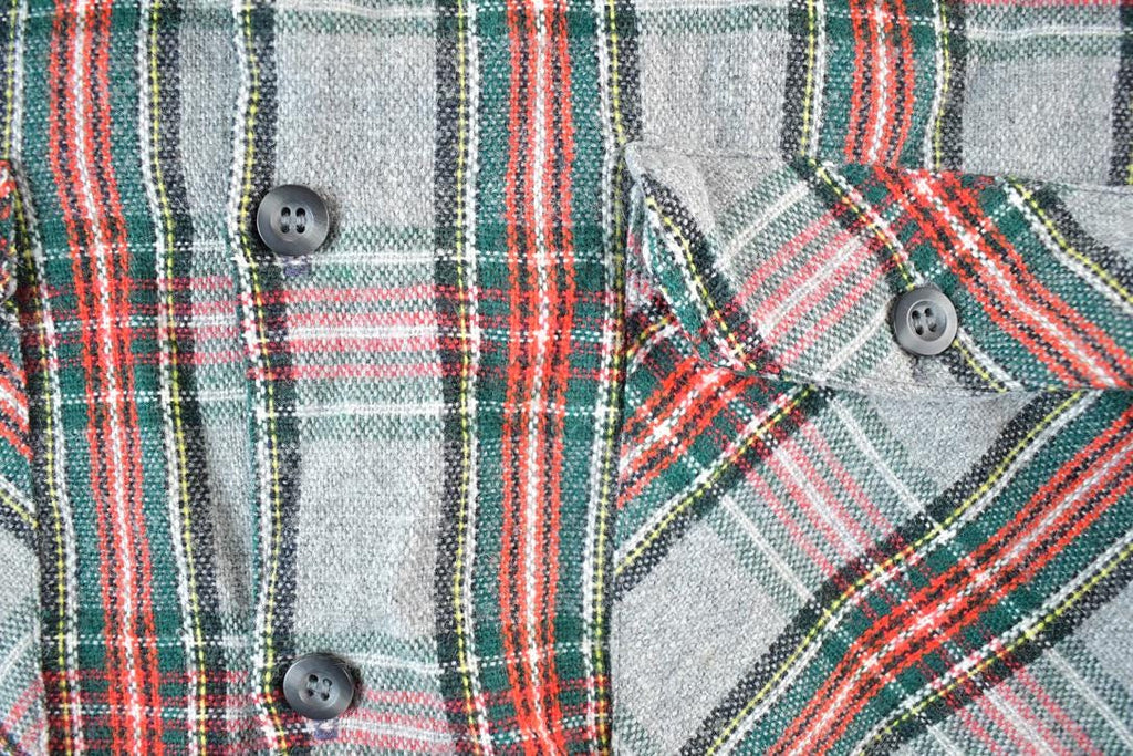 Vintage 1970s Sears Fieldmaster Plaid Flannel Lined Wool Blend Button Up Shirt Mens L