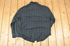 Vintage 1990s Tommy Hilfiger Plaid Button Up Shirt Men's L  Funky Crazy Pattern  Preppy Style  Boxy Fit