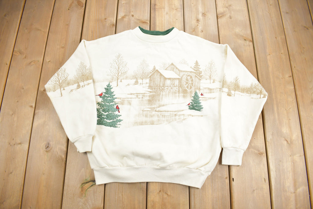 Vintage 1995 Winter Farm Graphic Crewneck