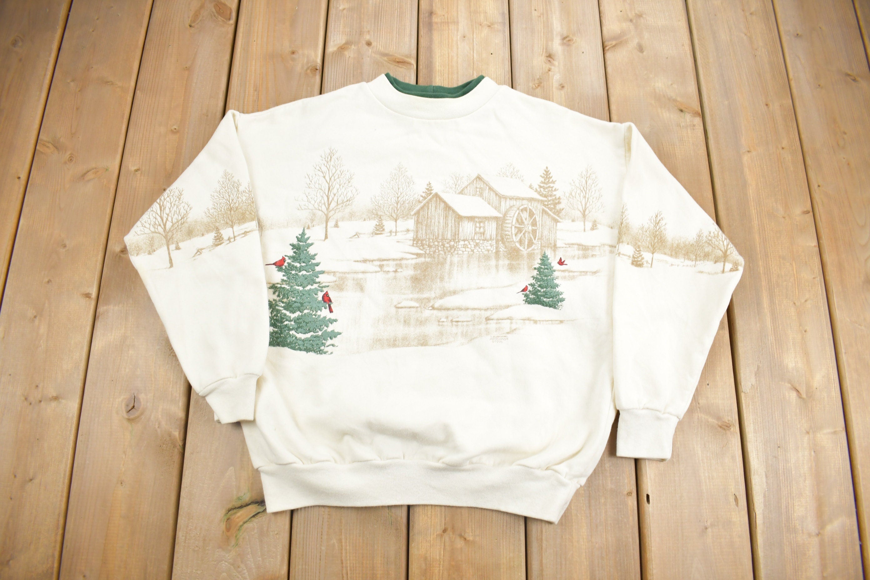 Vintage 1995 Winter Farm Graphic Crewneck