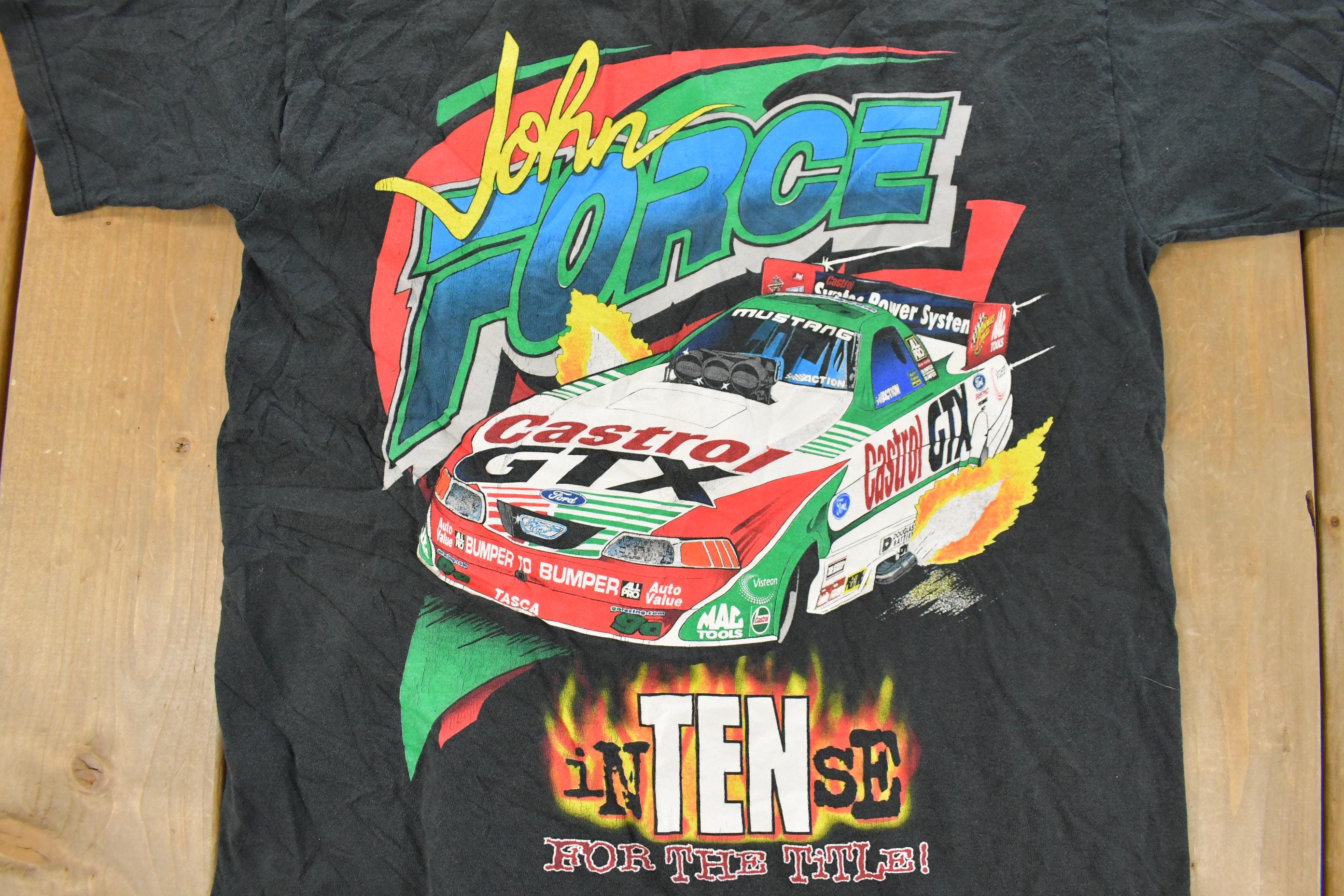 Vintage 1990s NHRA John Force Racing Graphic T-Shirt Men's Medium