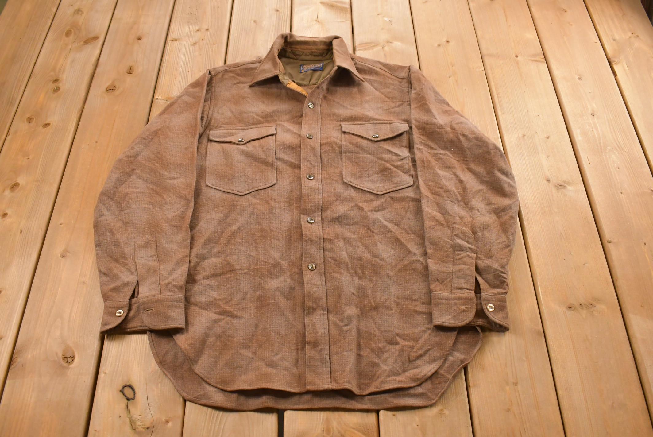 Vintage 1980s Pendleton Wool Flannel Button Up Shirt Men's L /