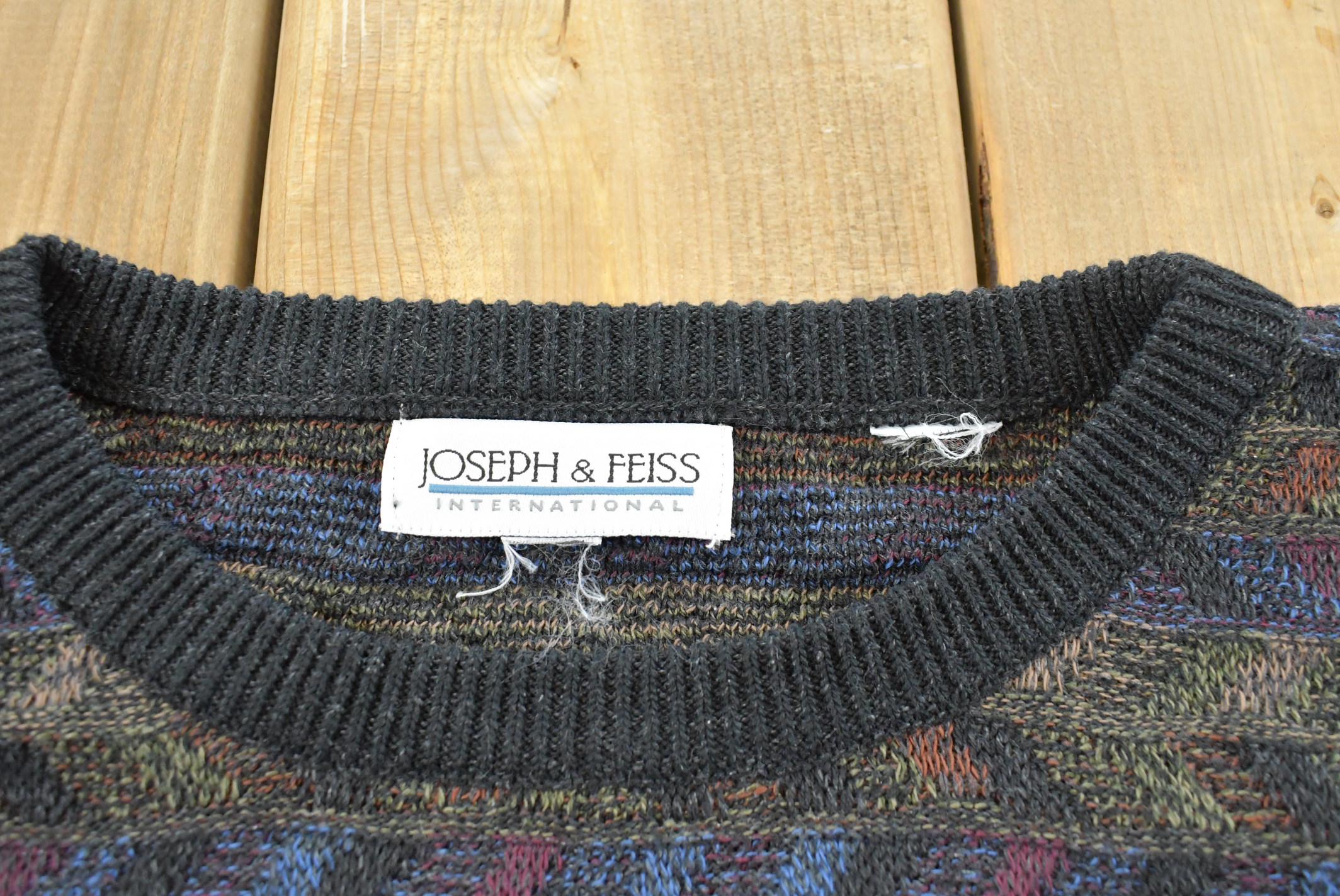 Vintage 1990s Joseph & Feiss Knit Crewneck Sweater Mens XL / 90s Crewneck / Streetwear / Preppy / Essentials / Basics