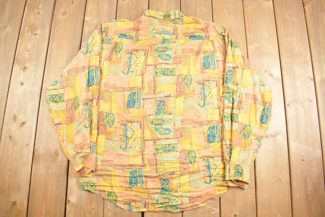 Vintage 1980s Tussah Silk Button Up Shirt