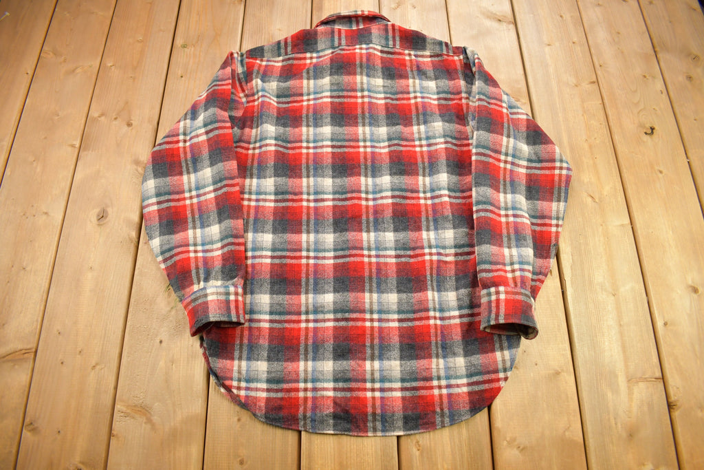 Vintage 1970s Pendleton Shadow Plaid Button Up Board Shirt