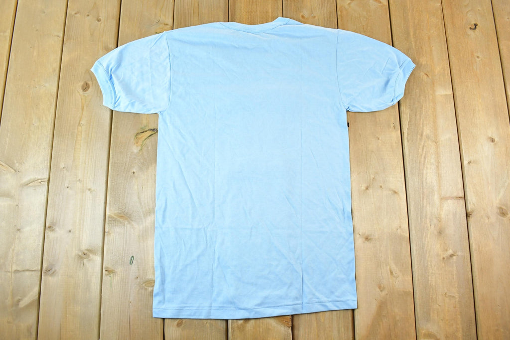 Vintage 1980s Bonne Experience Baby Blue Blank Ringer Sleeve T-Shirt Mens S