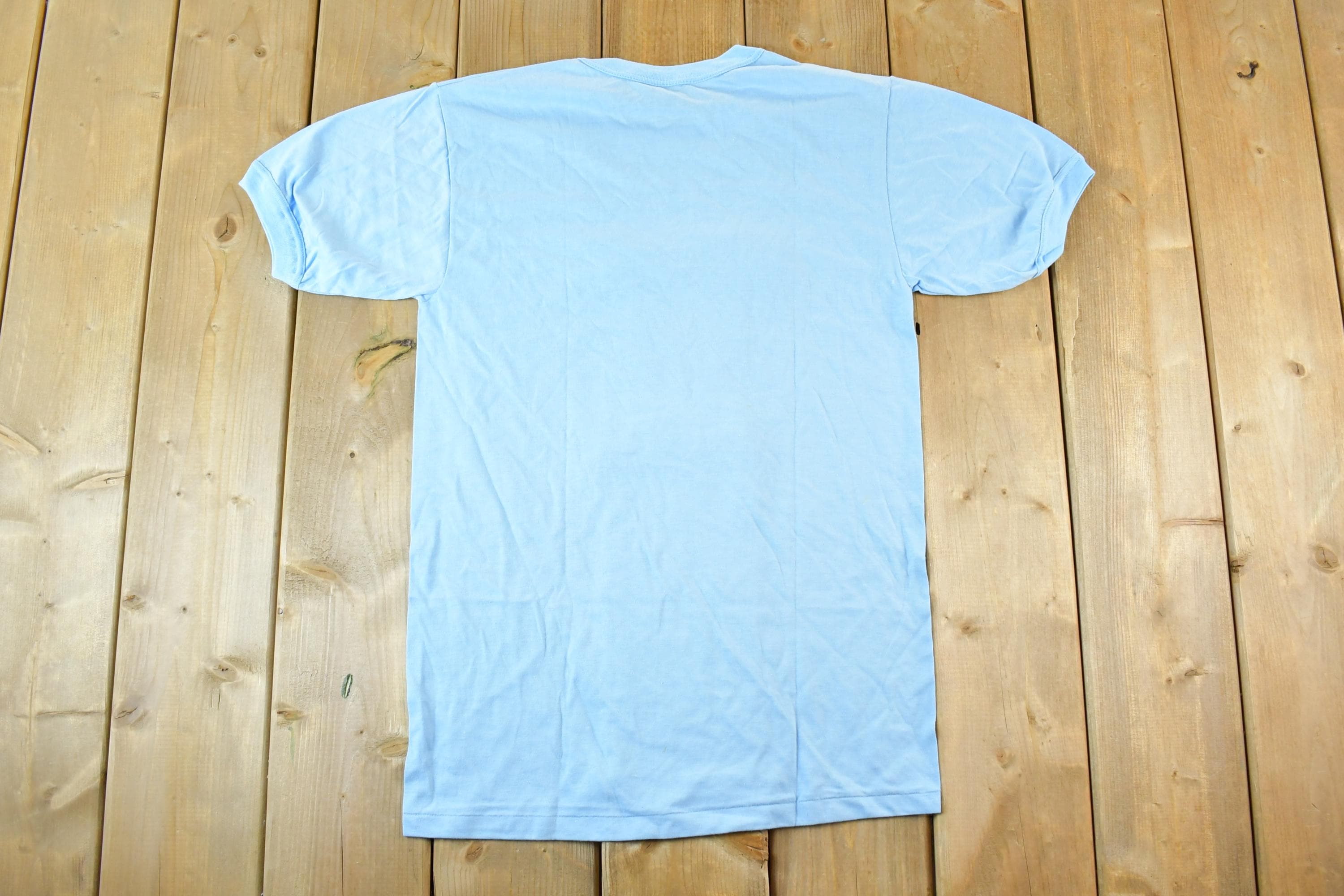 Vintage 1980s Bonne Experience Baby Blue Blank Ringer Sleeve T-Shirt Mens S