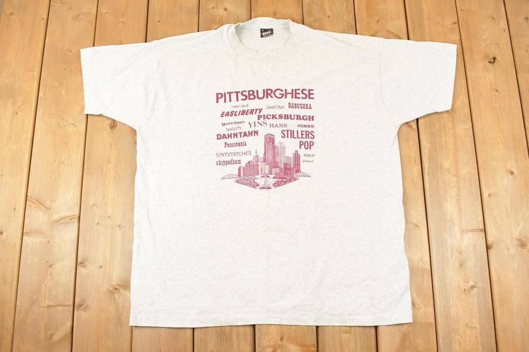 Vintage 1990s Pittsburghese Souvenir Travel T-Shirt Men's XXL