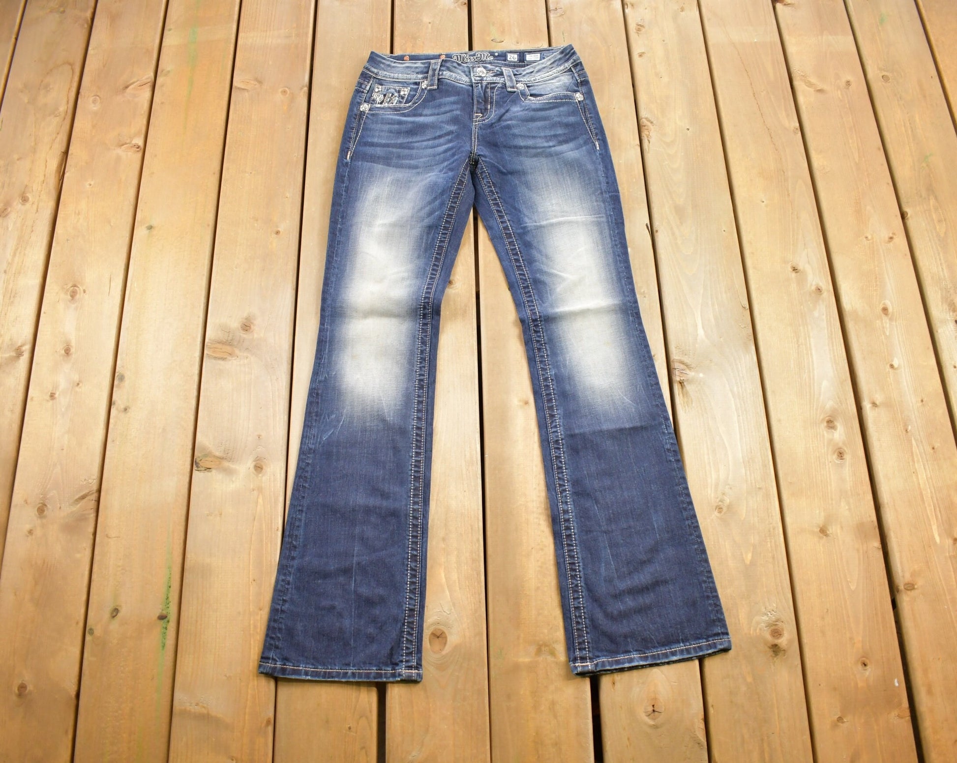 Vintage Y2K Miss Me Bedazzled Low Rise Jeans Size 26x32