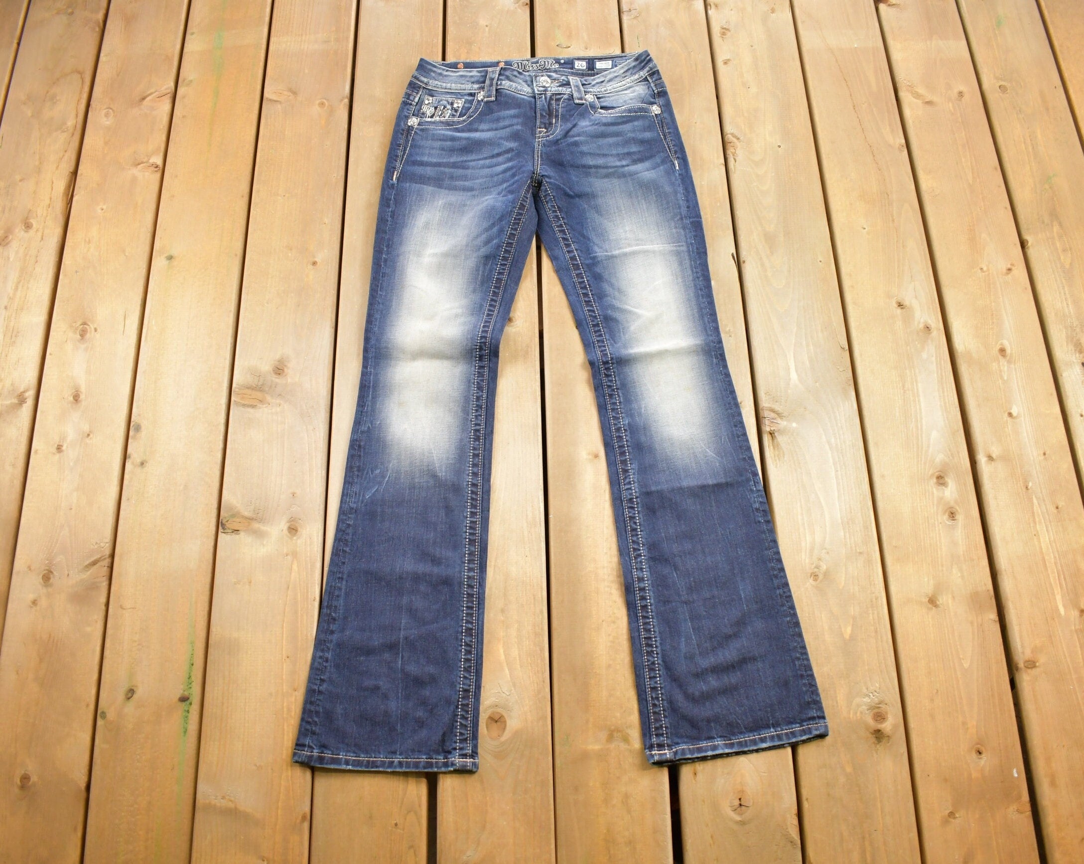 Vintage Y2K Miss Me Bedazzled Low Rise Jeans Size 26x32