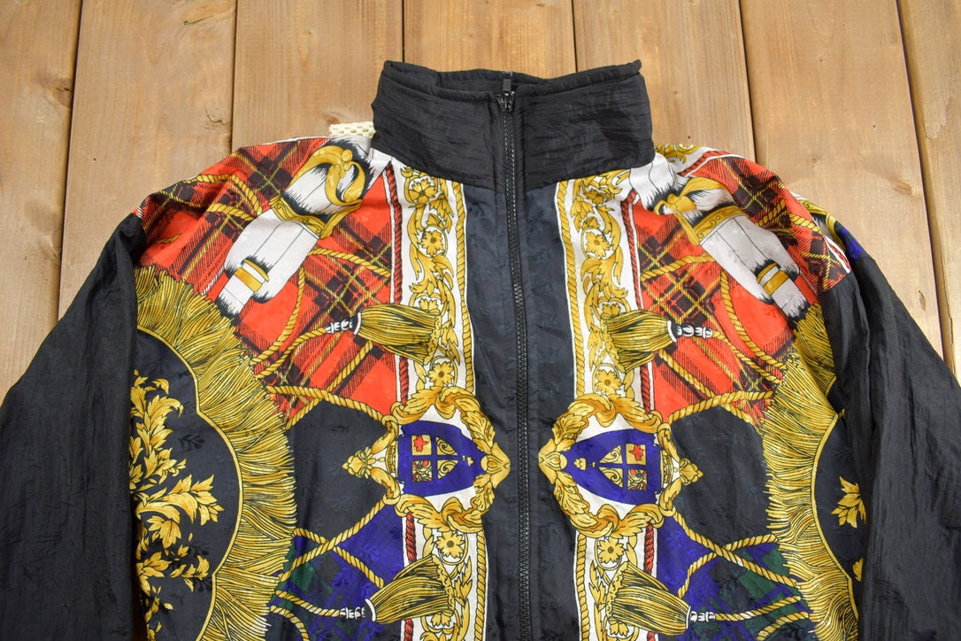 Vintage 1990s Equestrian Theme Resort Bay All Over Print Full Zip Windbreaker