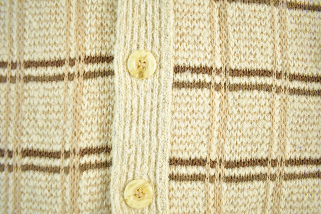 Vintage 1960s Cladwell Wool Knit Cardigan Sweater Adult Medium  Vintage 60s Crewneck  Made in Canada  True Vintage