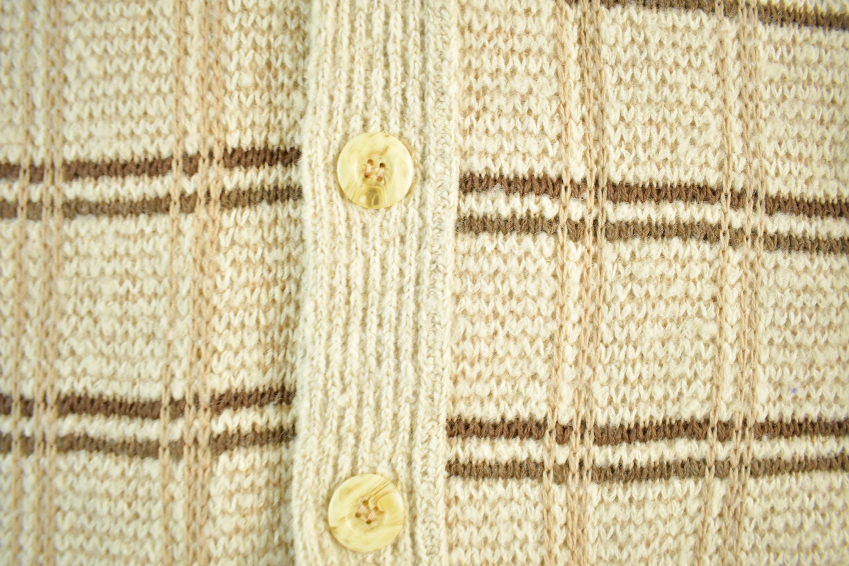 Vintage 1960s Cladwell Wool Knit Cardigan Sweater Adult Medium  Vintage 60s Crewneck  Made in Canada  True Vintage