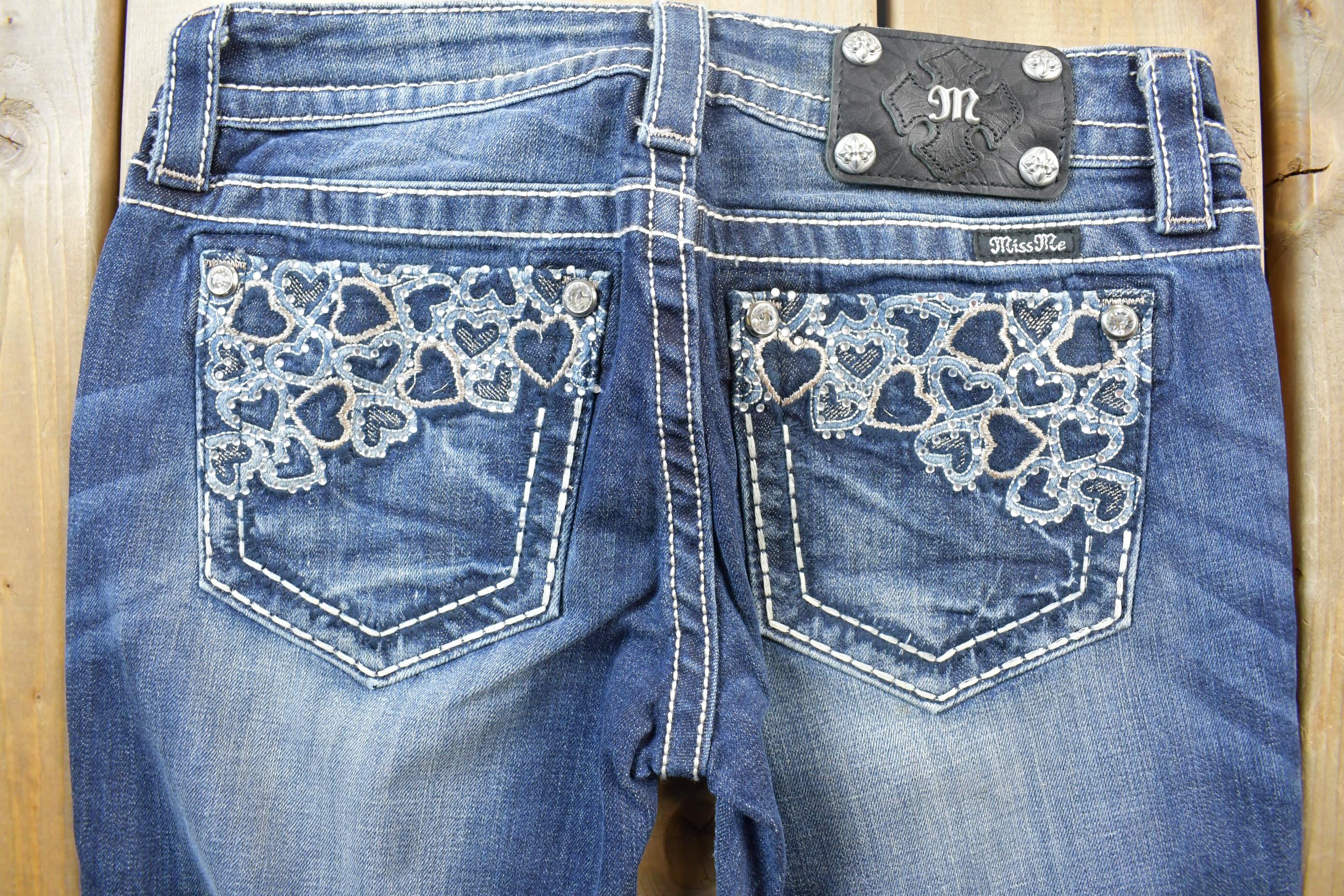 Vintage Y2K Miss Me Bedazzled Low Rise Jeans Size 26x32
