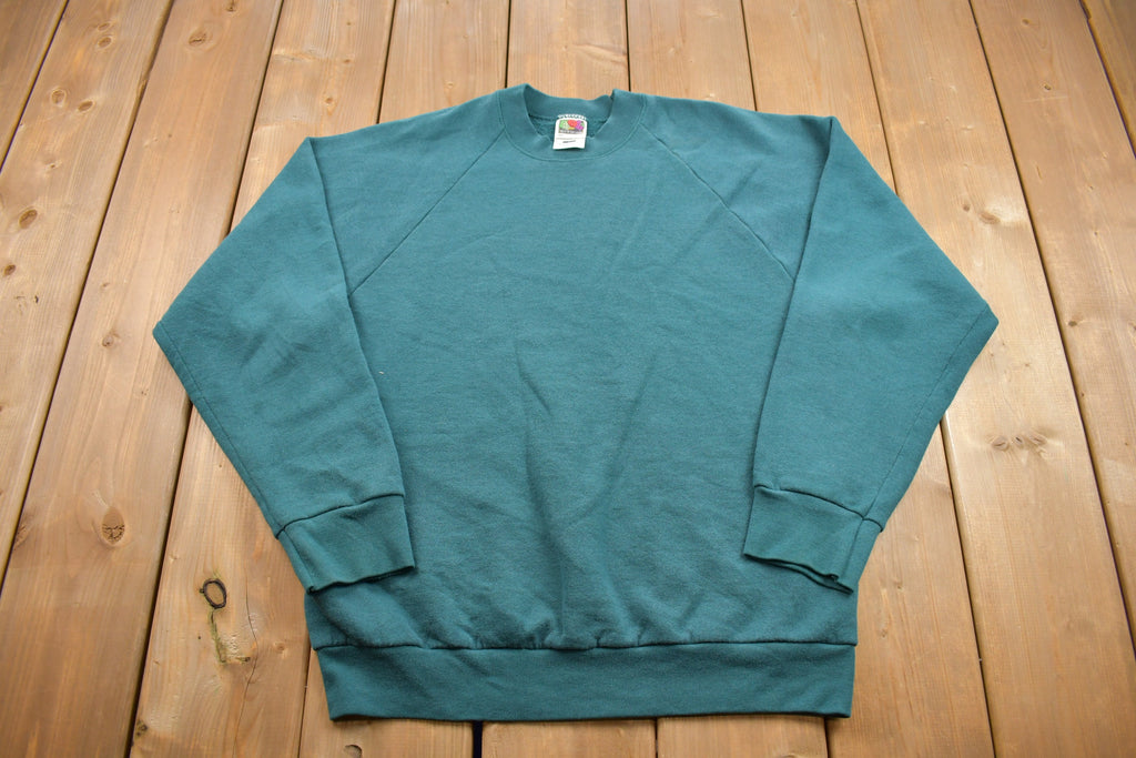 Vintage 1990s Blank Turquoise Crewneck Sweatshirt /
