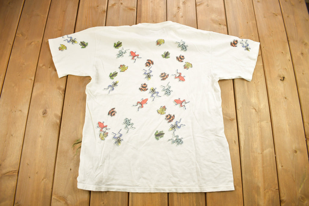 Vintage 1990s Frog Theme All Over Print Graphic T-Shirt