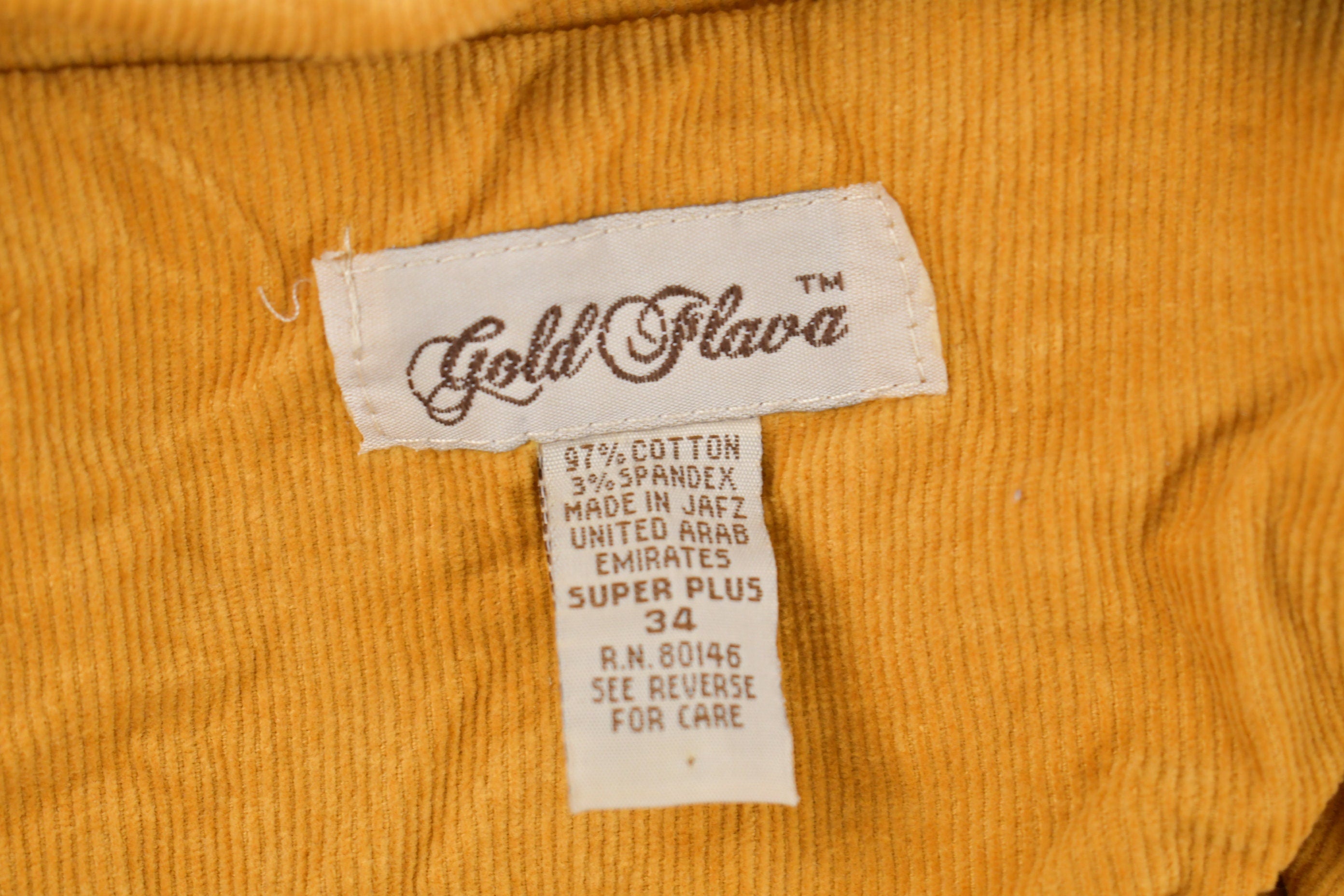 Vintage 1990s Gold Flav a Button Up Corduroy Shirt