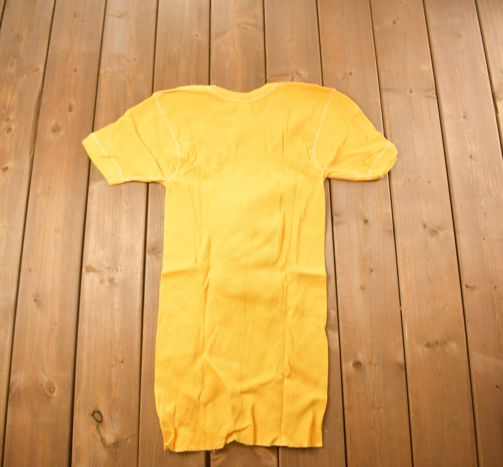 Vintage 1970s Deadstock Atlantic Sanfor Knit Thermal Yellow T Shirt