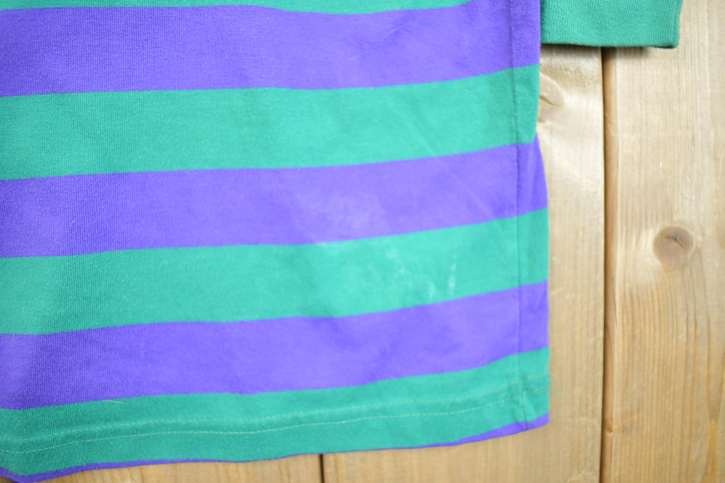 Vintage 1990s Blank Purple Green Striped Crewneck Sweater