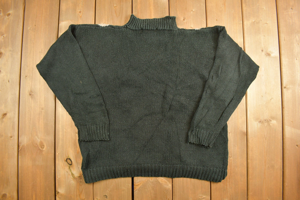 Vintage Beldoch Popper Floral Knit Mock Neck Sweater