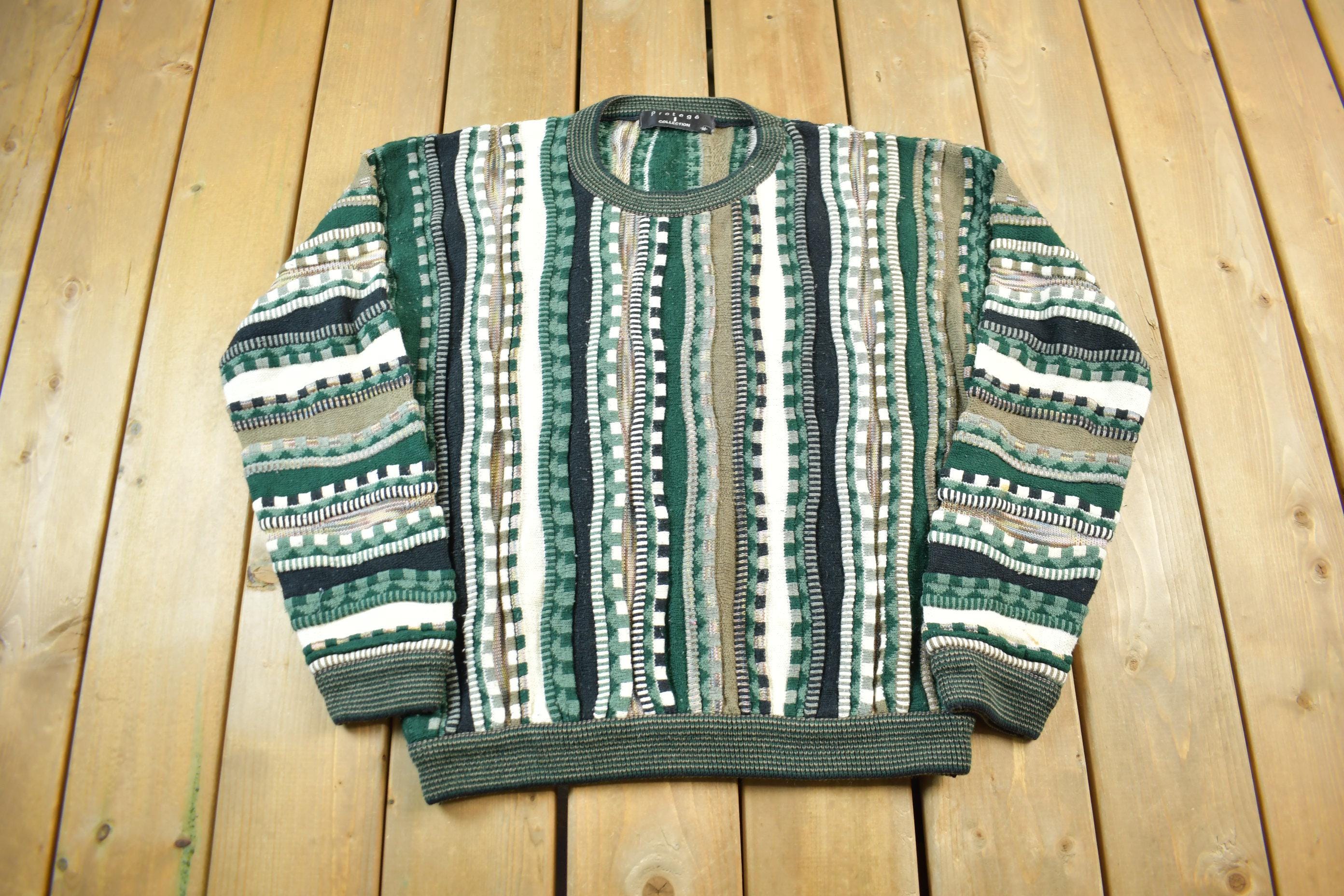 Vintage 1990s Protégé 3D Coloured Cable Knit Crewneck Sweater