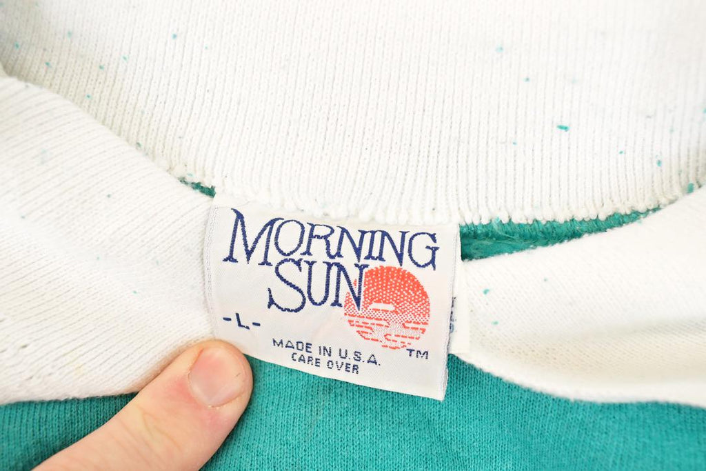 Vintage 1990s Morning Sun Hummingbird Graphic Print Collared Sweatshirt Women's L