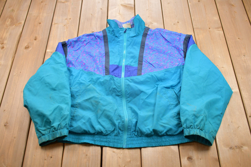 Vintage 1990s R&R Sports Abstract Print Full Zip Windbreaker Jacket