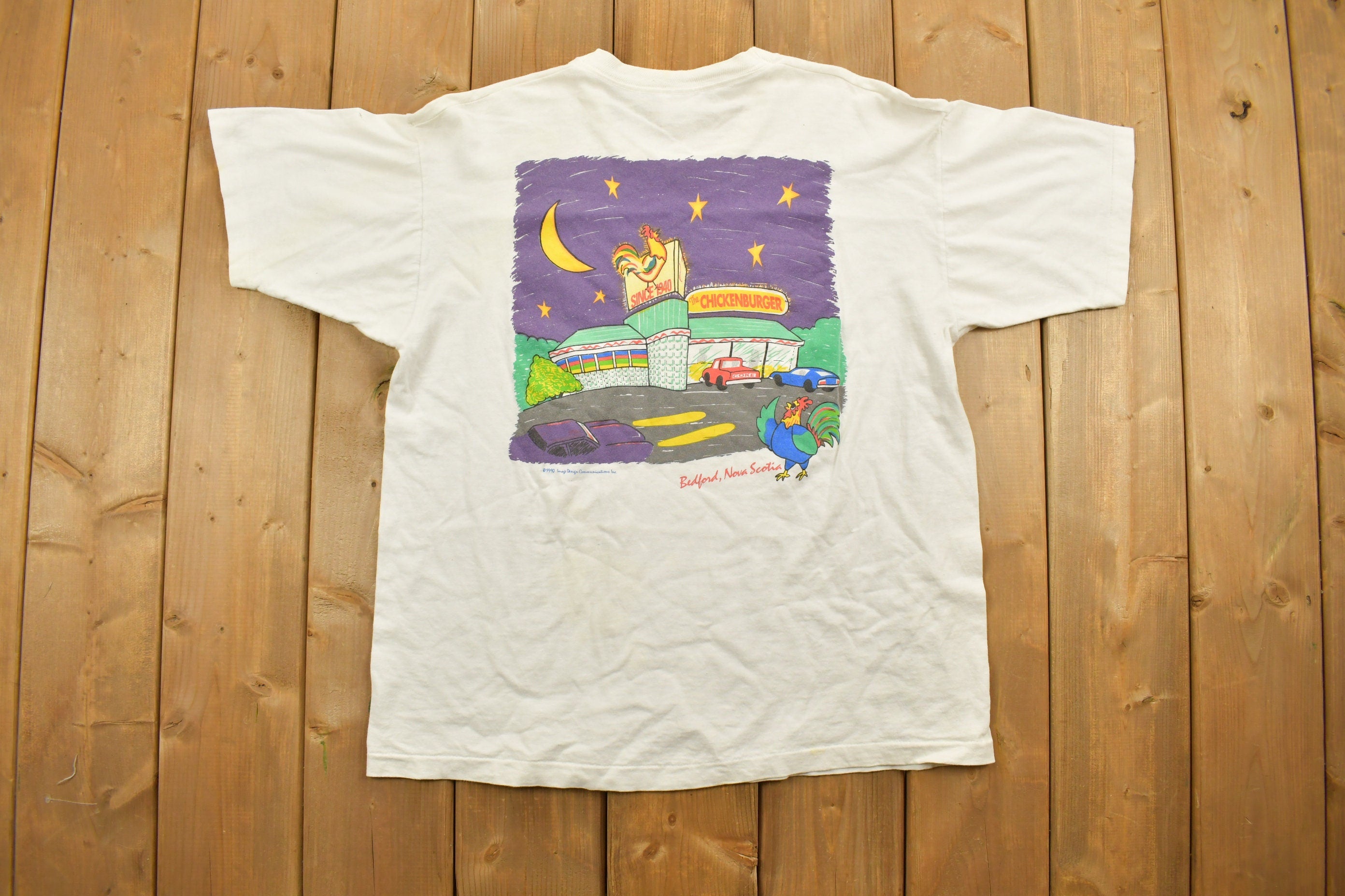 Vintage 1990 Chickenburger Bedford Nova Scotia Graphic T Shirt