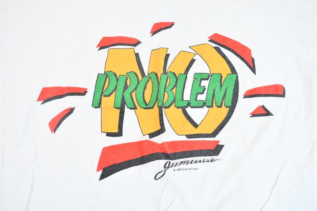 Vintage 1996 Sun Island No Problem Souvenir Graphic Jamaica Vacation T-Shirt
