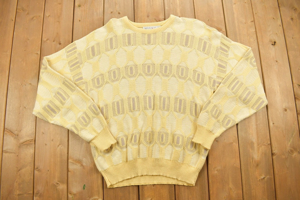 Vintage 1990s Pale Yellow Jantzen Knit Sweater