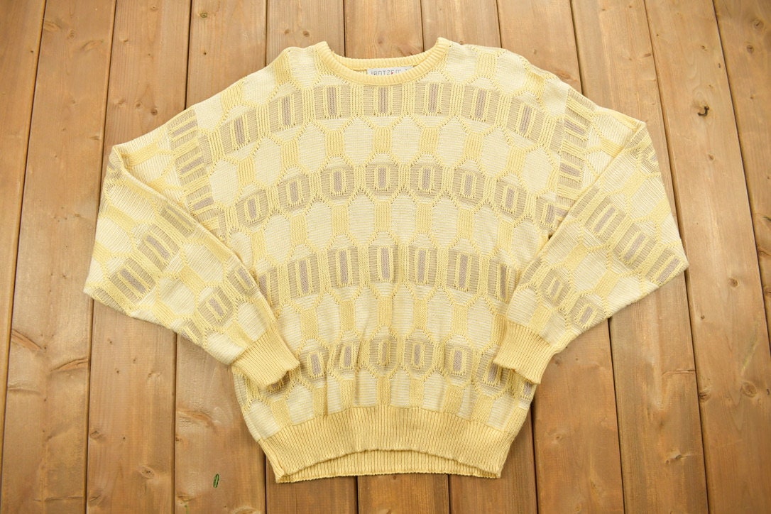 Vintage 1990s Pale Yellow Jantzen Knit Sweater