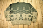 Vintage 1990s Eddie Bauer Abstract Wool Knit Crewneck Sweater