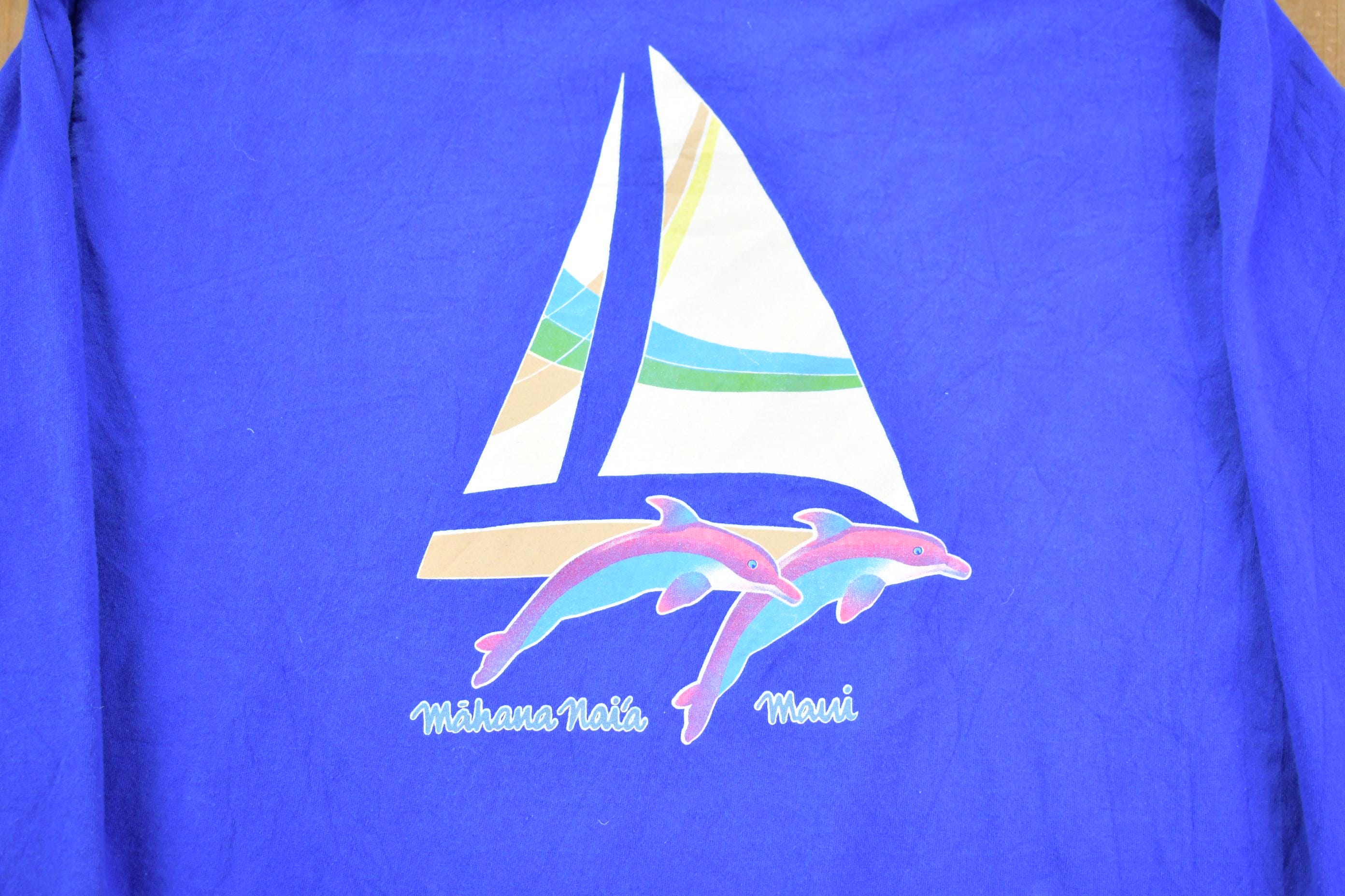 Vintage 1990s Hawaii Maui Sail Boat Long Sleeve Shirt