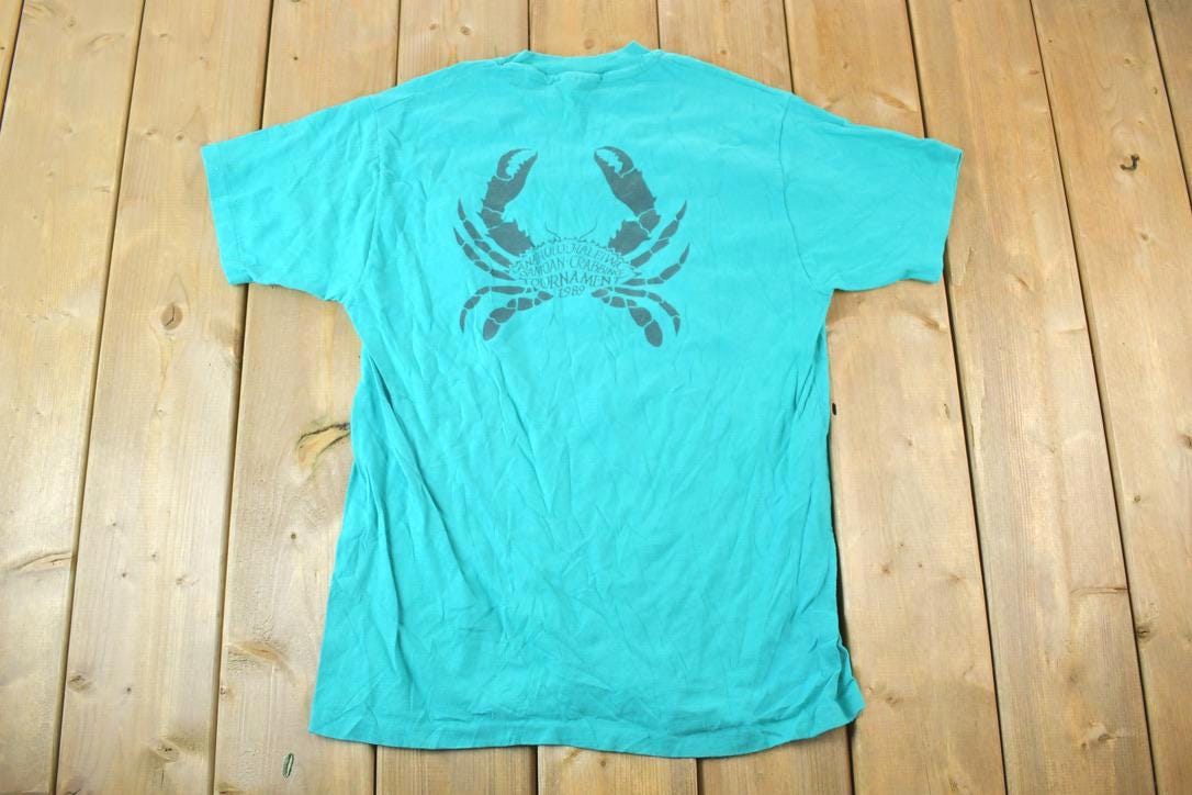 Vintage 1989 Samoan Crabbing Tournament Souvenir Single Stitch Graphic Print T-Shirt Made In USA