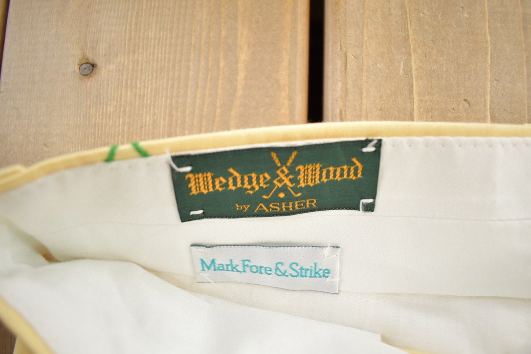 Vintage 1980s Wedge Wood Embroidered Golf Trousers Size 32x30
