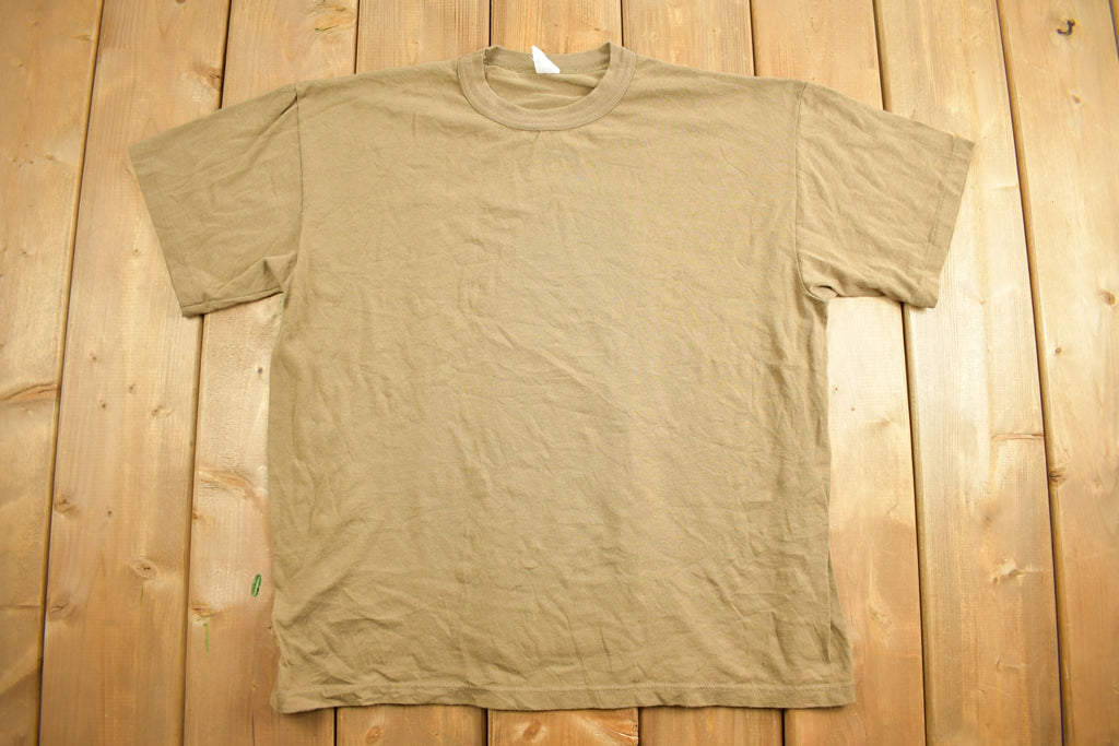 Vintage 1990s Blank Green Brown Crew Neck Undershirt Tshirt