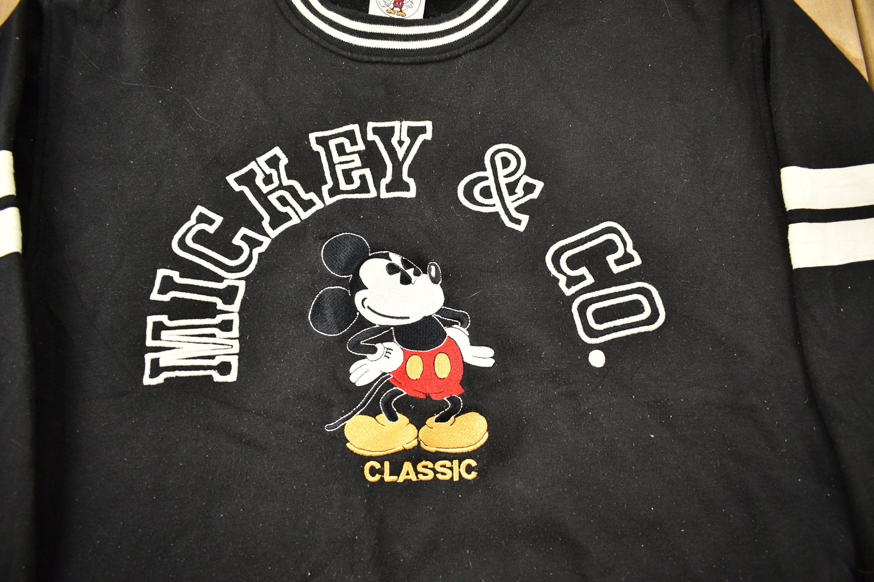 Vintage 1990s Mickey & Co Embroidered Crewneck Black and White