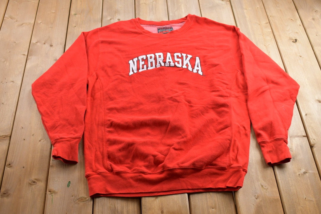 Vintage University Of Nebraska Collegiate Nine Ounce Technical Fleece Crewneck