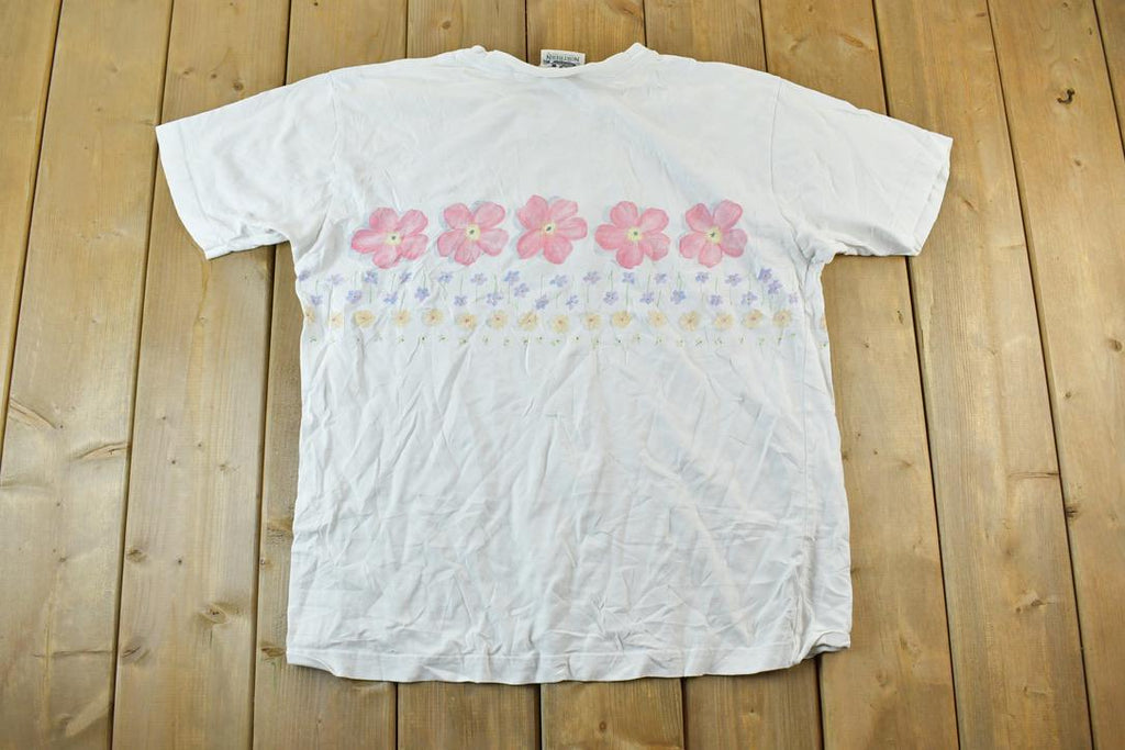 Vintage 1990s Northern Reflections Wrap Around Print T-Shirt / Vintage Floral Souvenir Streetwear / Vacation Tee