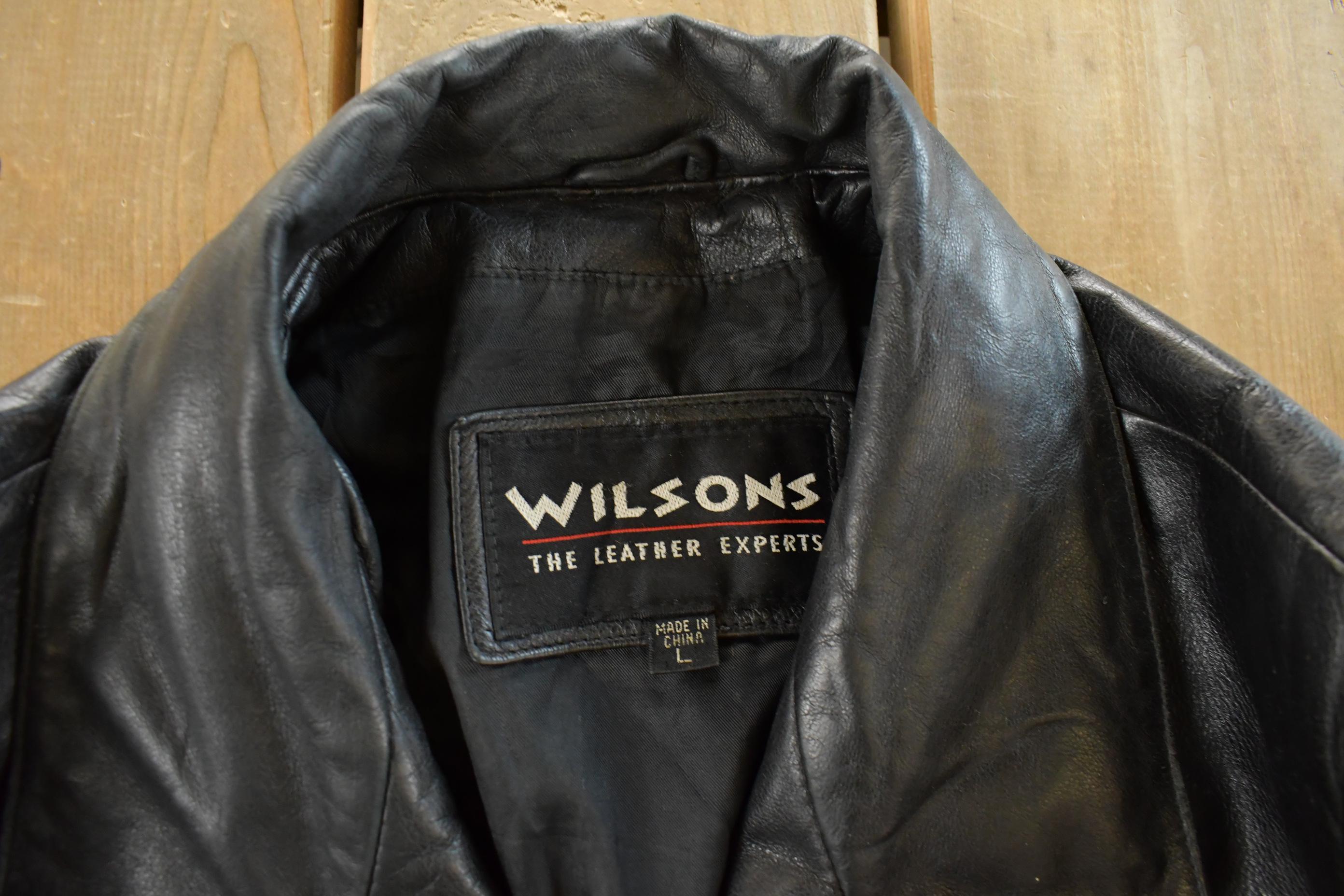 Vintage 1990s Wilsons Leather Trench Coat Women's Large