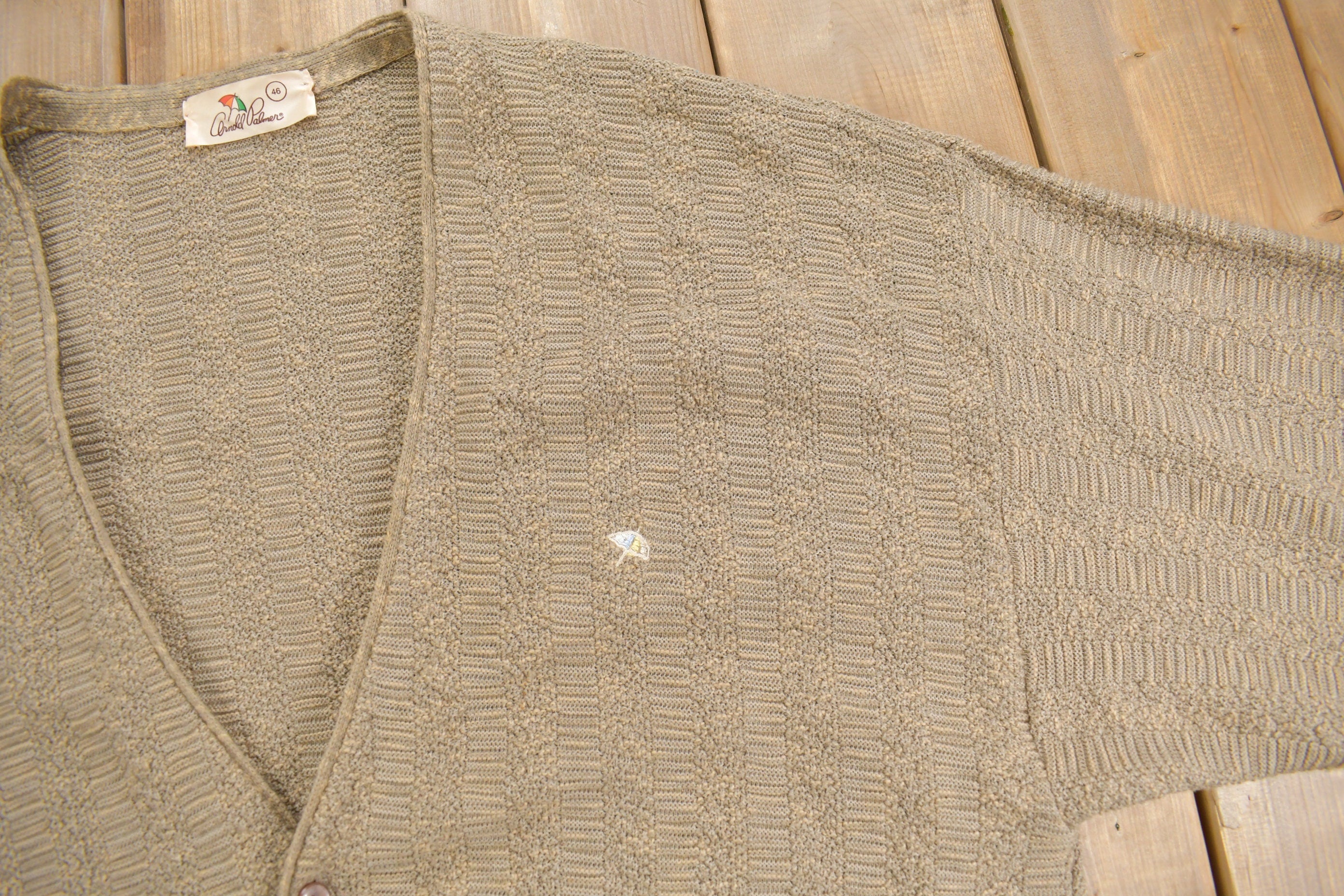 Vintage 1980s Arnold Palmer Robert Bruce Knit Cardigan Sweater