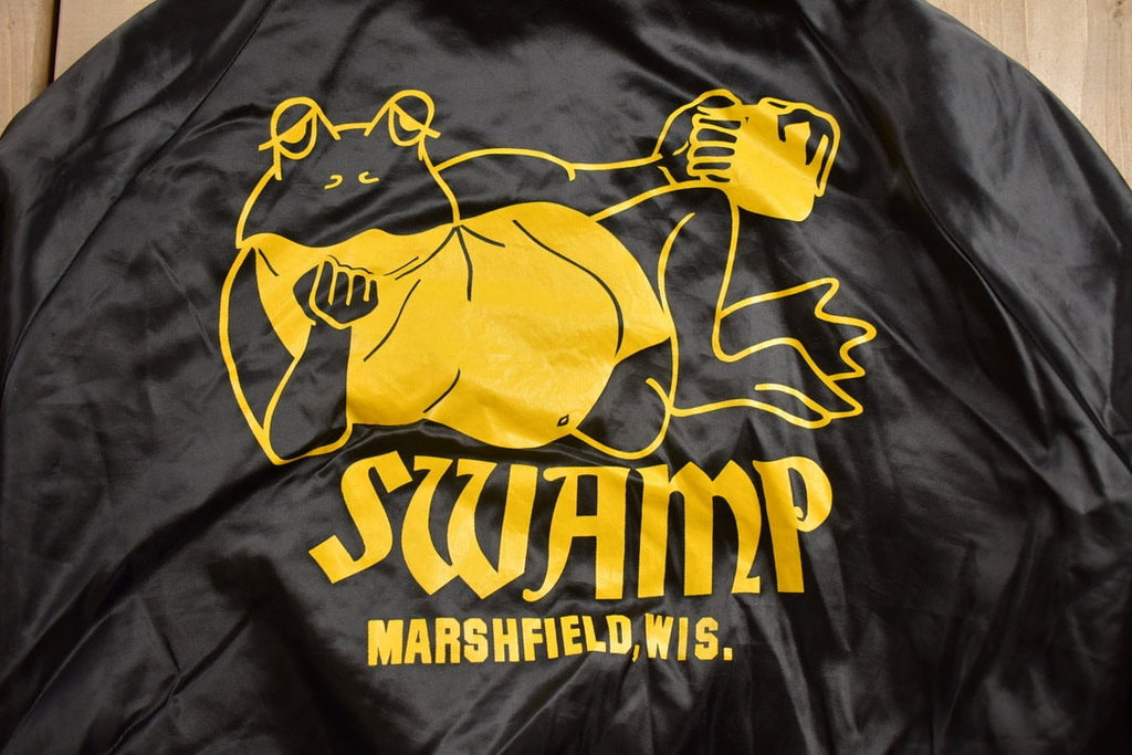 Vintage 1980s Pla-Jac by Dunbrooke Marshfield Wisconsin Swamp Satin Bomber Jacket